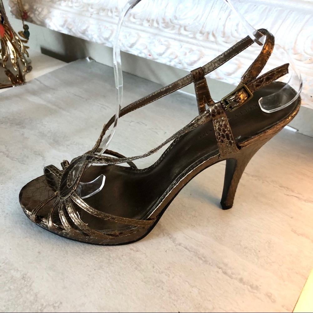 Kelly & Katie Metallic Bronze Strappy High Heel Sandals